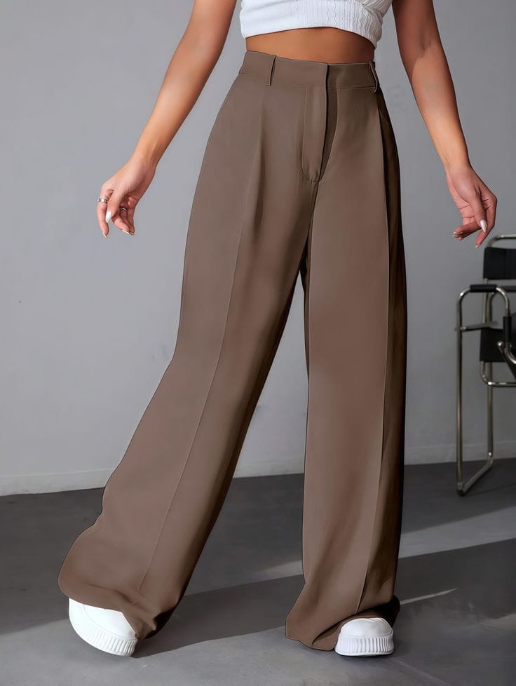 High-waist wide-leg trousers