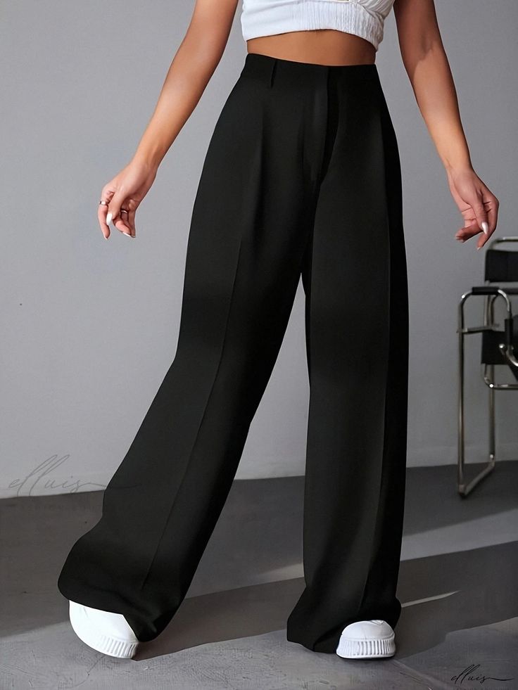 High-waist wide-leg trousers