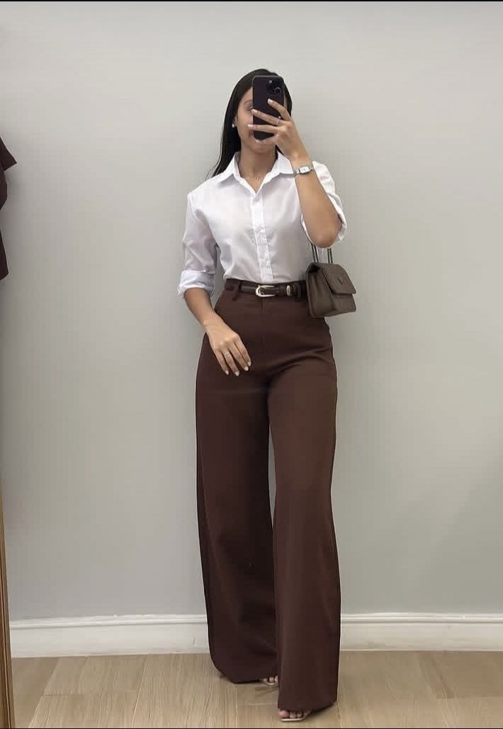 High-waist wide-leg trousers