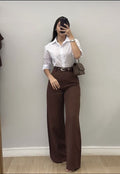 High-waist wide-leg trousers