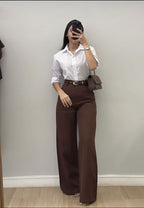 High-waist wide-leg trousers
