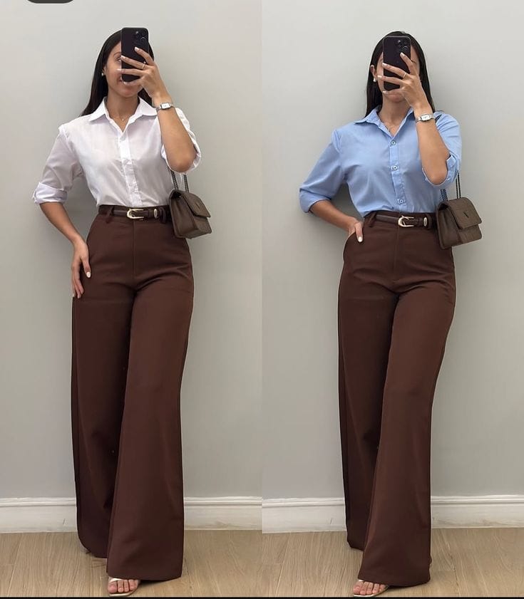 High-waist wide-leg trousers